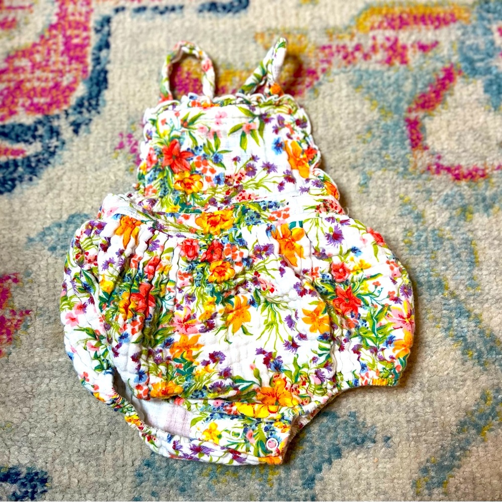Angel Dear Floral Overall Romper size 3-6 months